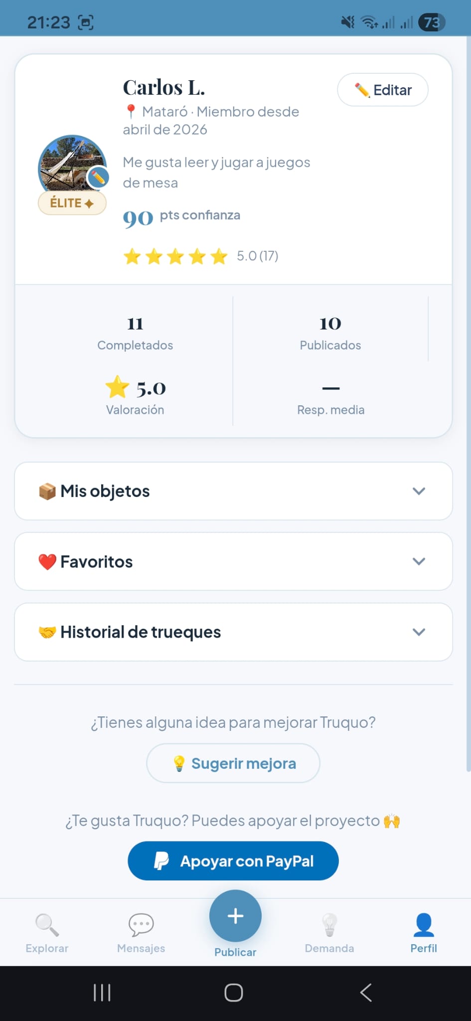 Perfil de usuario